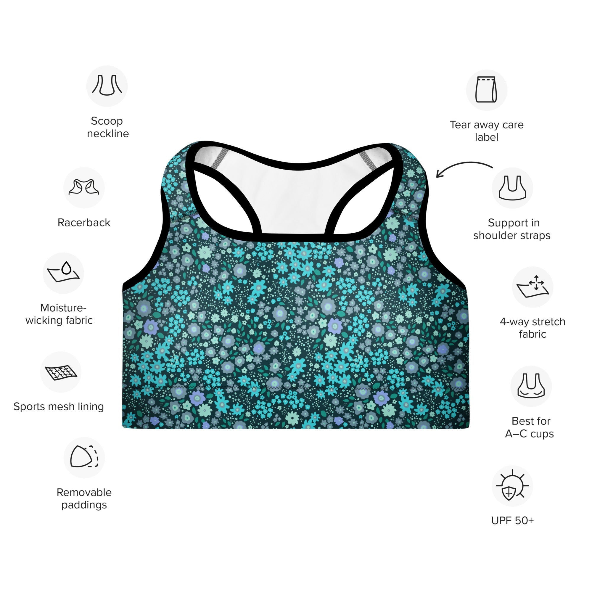 Freedom Padded Sports Bra - Daisy Daze 4221450_10862