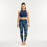High Rise Leggings - Swirls in Blue 649449240088D_XS