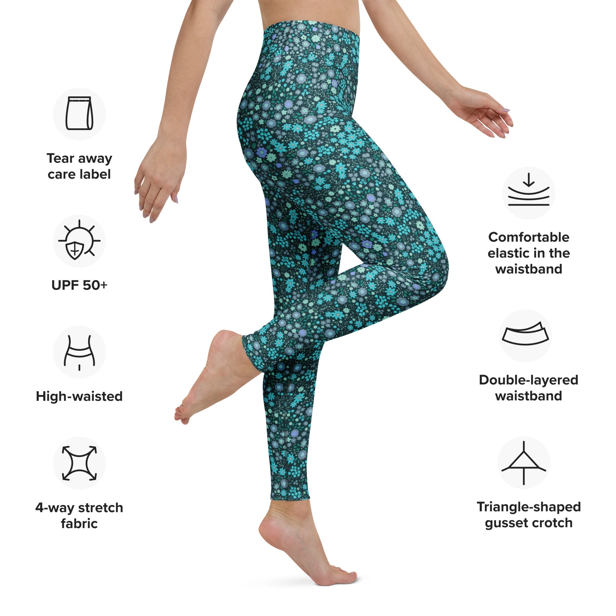 High Rise Yoga Leggings - Daisy Daze 6794990_8353