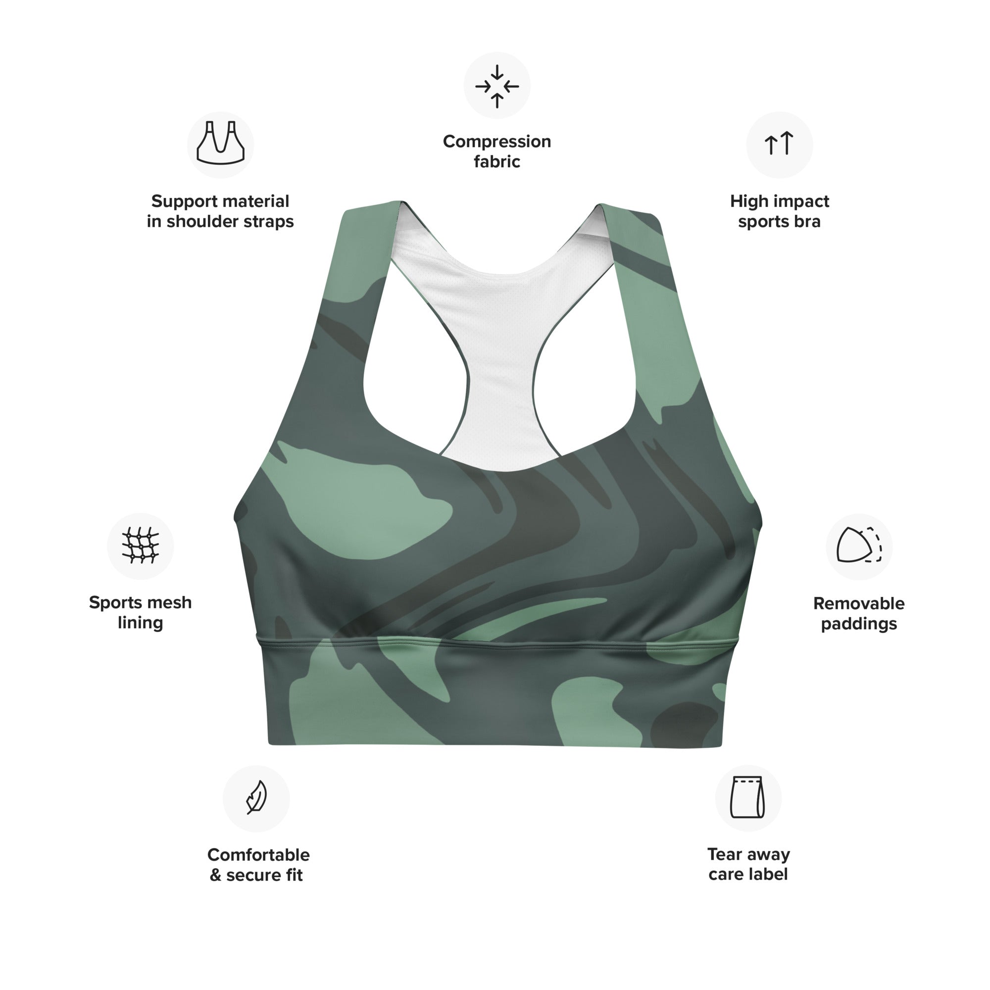 Welly Longline Sports Bra - Camo Flow 3088183_12290