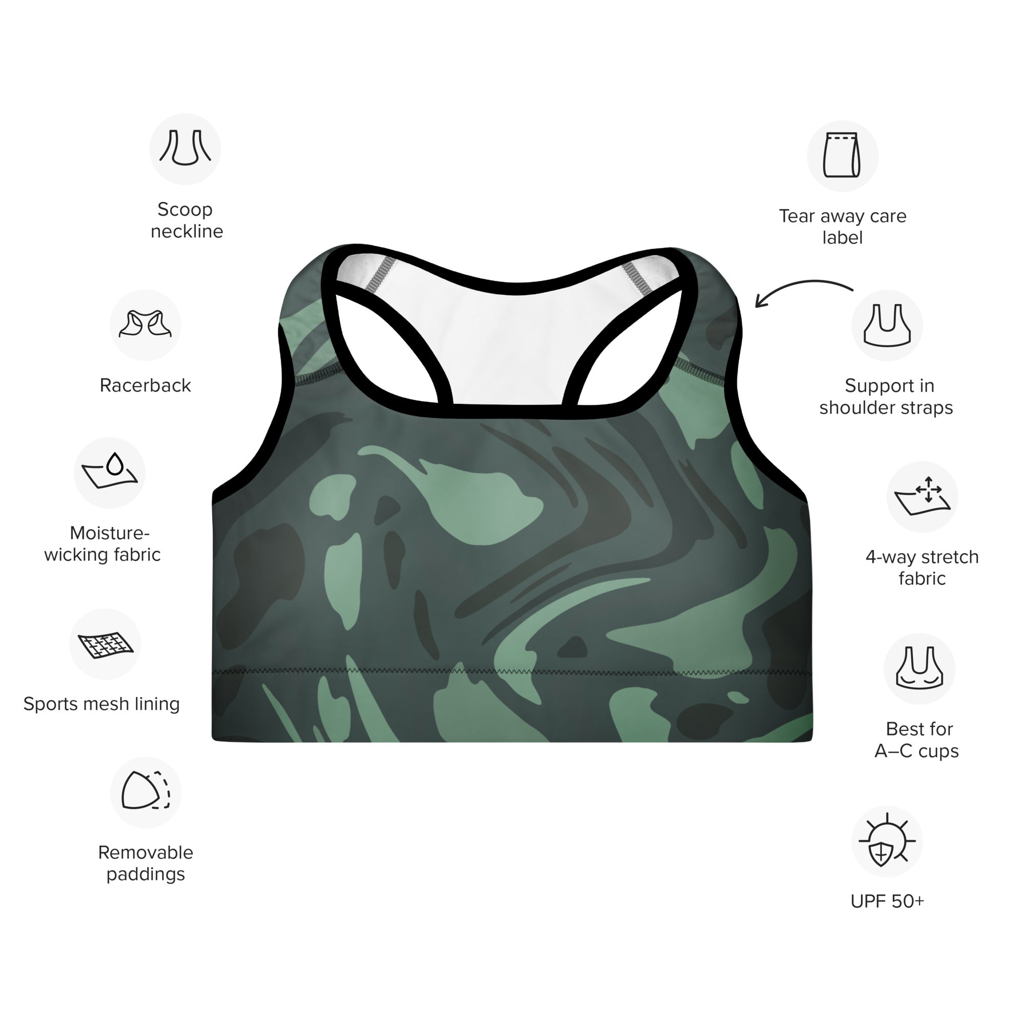 Freedom Padded Sports Bra - Camo Flow 4340389_10862