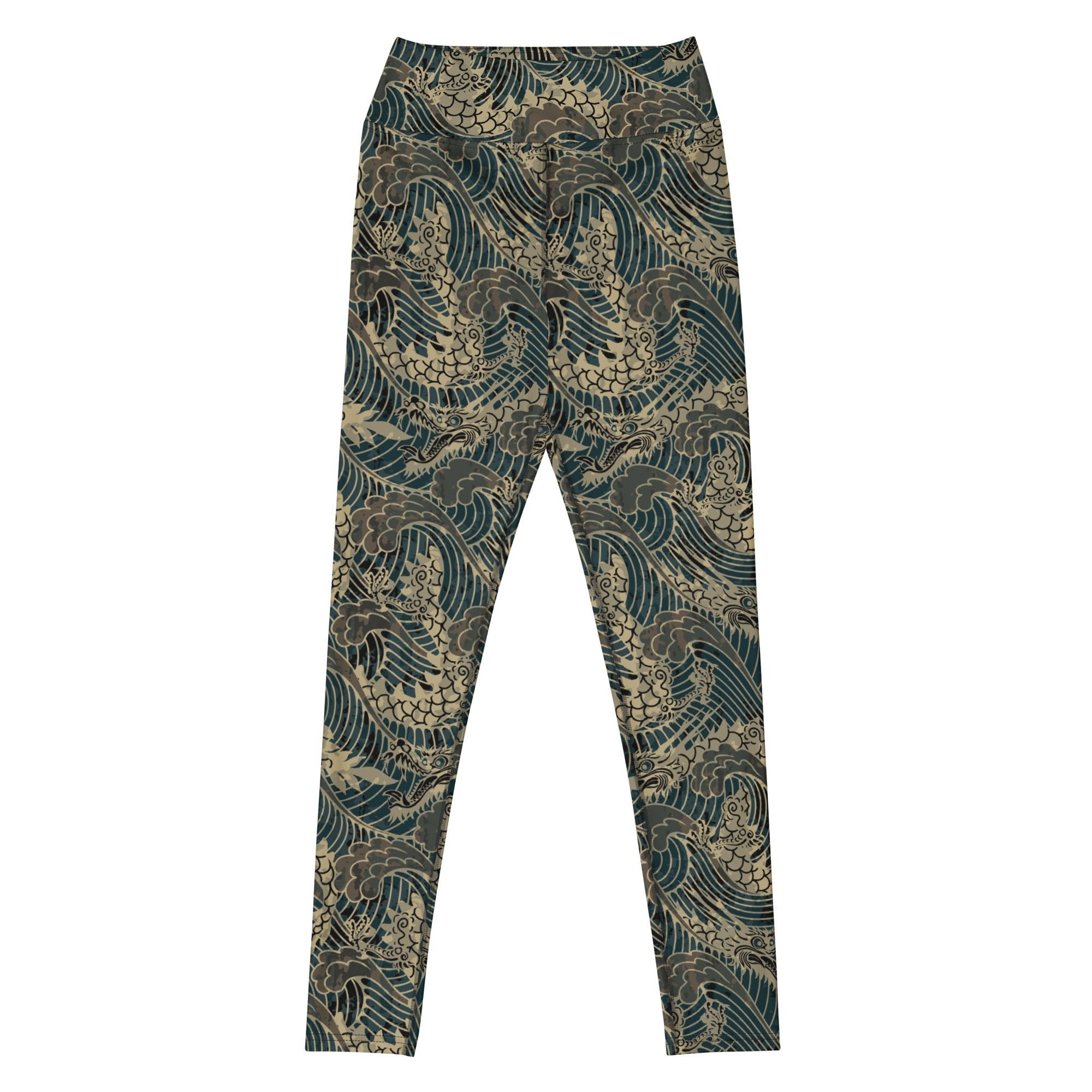 High Rise Leggings - Japanese Dragon 01YL001 - C - XS