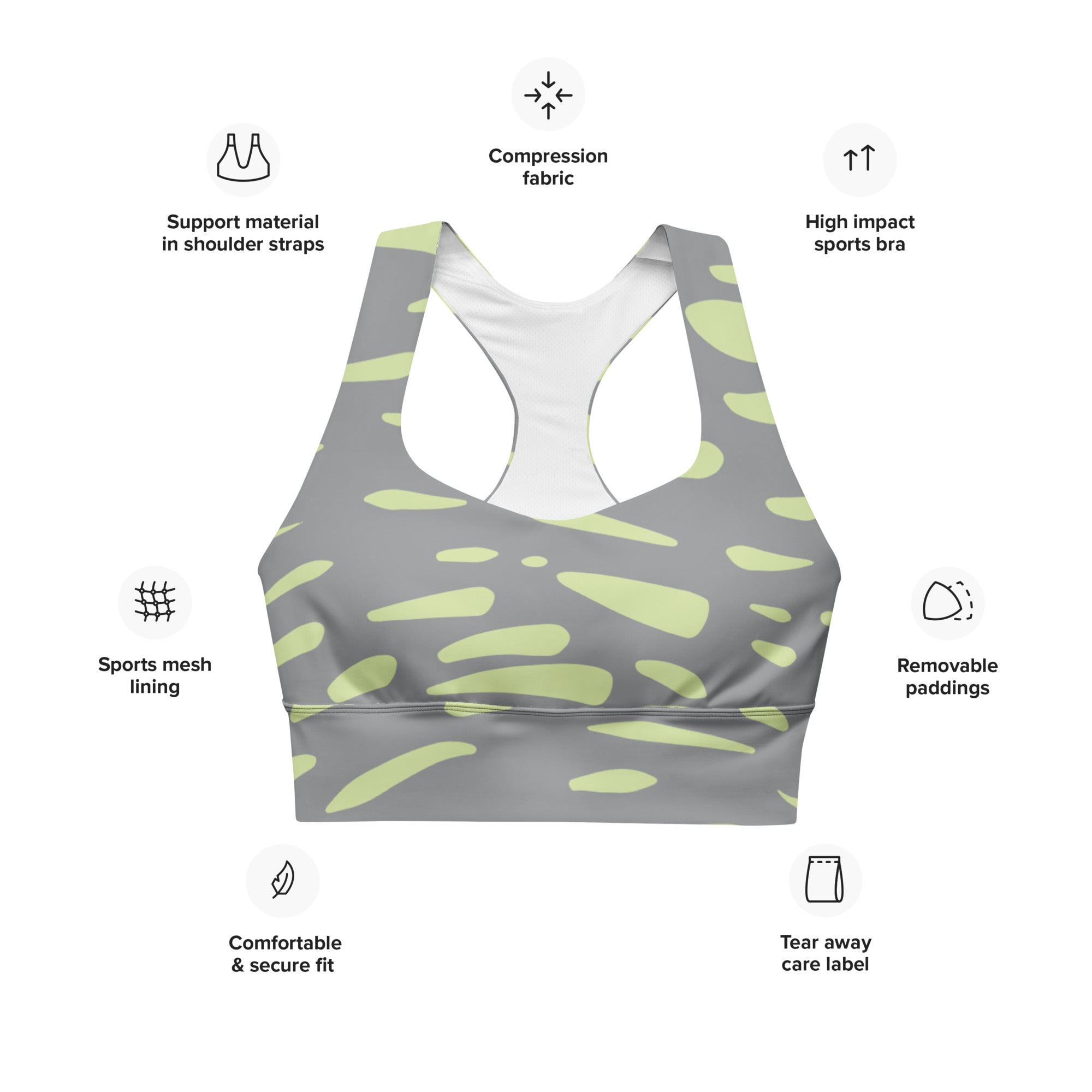 Welly Longline Sports Bra - Green Speckles 4986010_12290